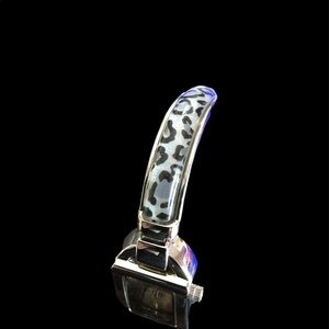 Silver leopard bangle watch